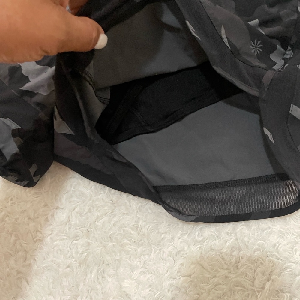 Athleta Black Camouflage Mesh Racer Shorts - Picture 3 of 14